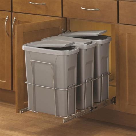 AdirHome Meadow Lane NewAge Products Rev-A-Shelf Simply Put TRINITY Pull-out trash can Pivot-out trash can Pull-out trash can lid 5 White Gray Silver Brown Black GraySilver Green Off-white Bronze Red Assembly Required Hardware Included Bins Included Soft Close Handle(s) Included Heavy Duty Adjustable For Use with RVs 0 33. . Pull out trash can lid